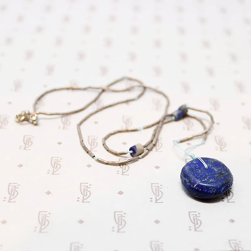 Handmade Silver Bead & Ancient Lapis Necklace by Ancient Influences