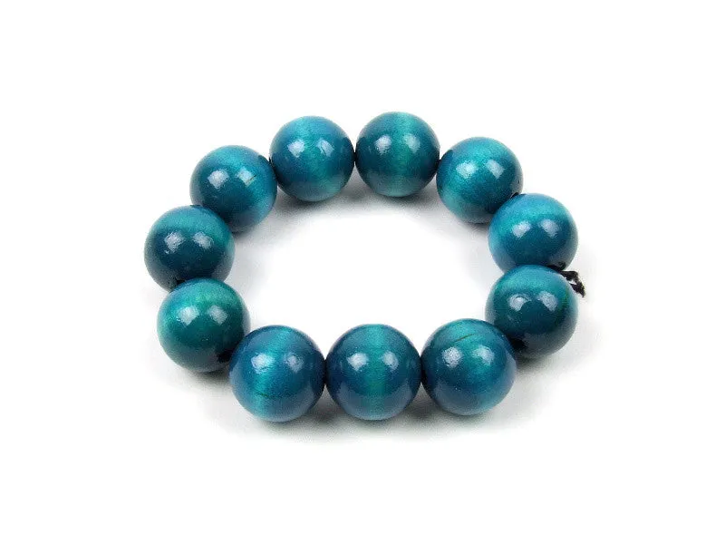 Handmade Wooden Bead Necklace and Bracelet Set (Korale Goralskie)- Aqua Blue