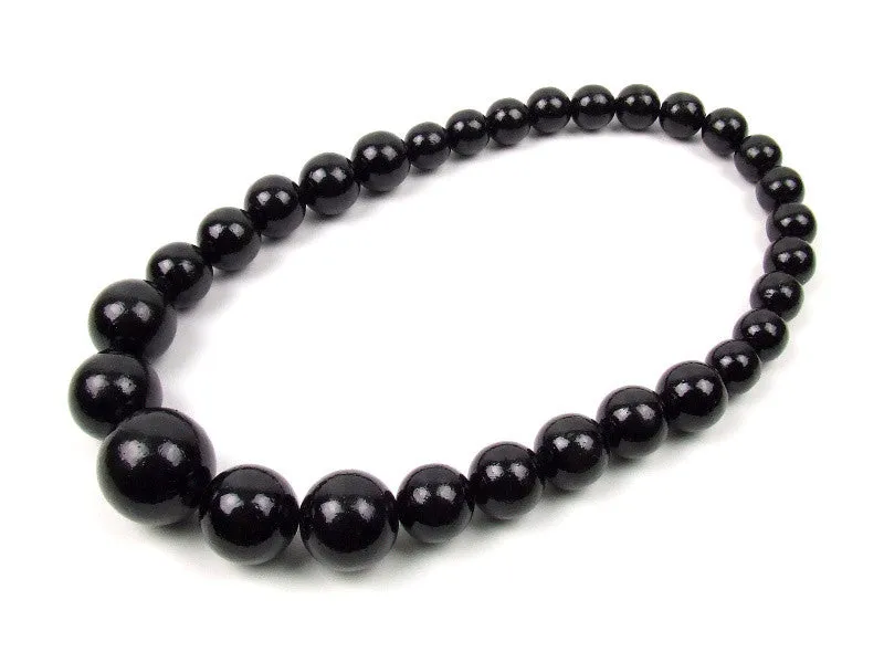 Handmade Wooden Bead Necklace and Bracelet Set (Korale Goralskie)- Black