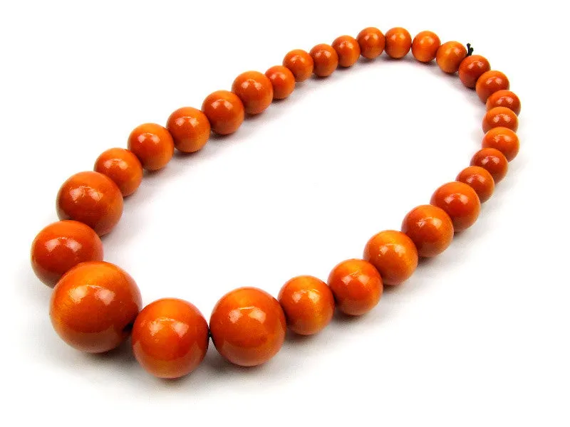 Handmade Wooden Bead Necklace and Bracelet Set (Korale Goralskie)- Orange
