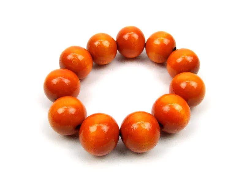 Handmade Wooden Bead Necklace and Bracelet Set (Korale Goralskie)- Orange