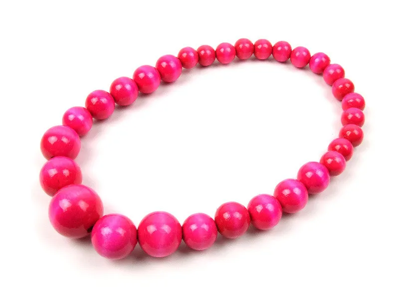 Handmade Wooden Bead Necklace and Bracelet Set (Korale Goralskie)- Pink