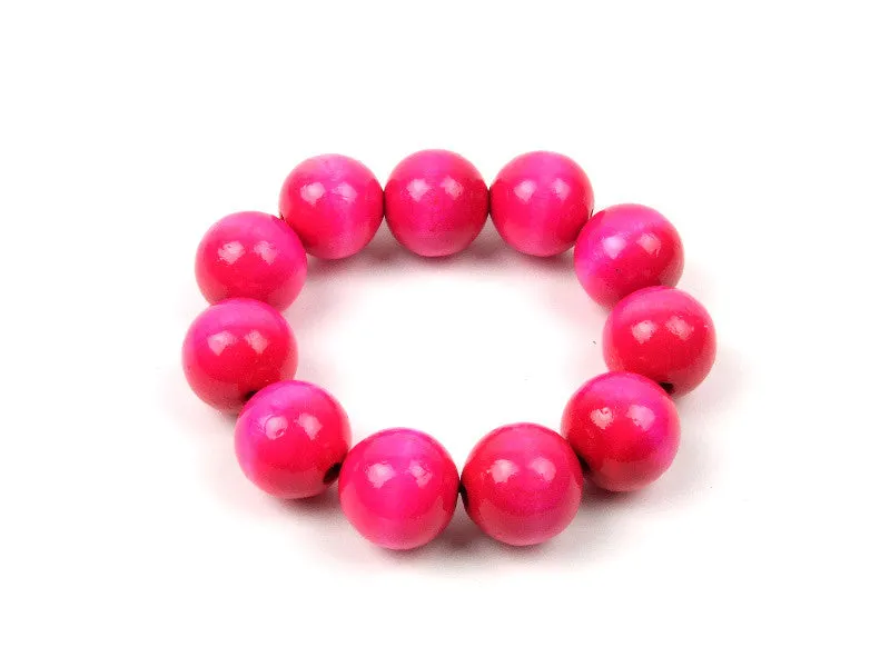 Handmade Wooden Bead Necklace and Bracelet Set (Korale Goralskie)- Pink