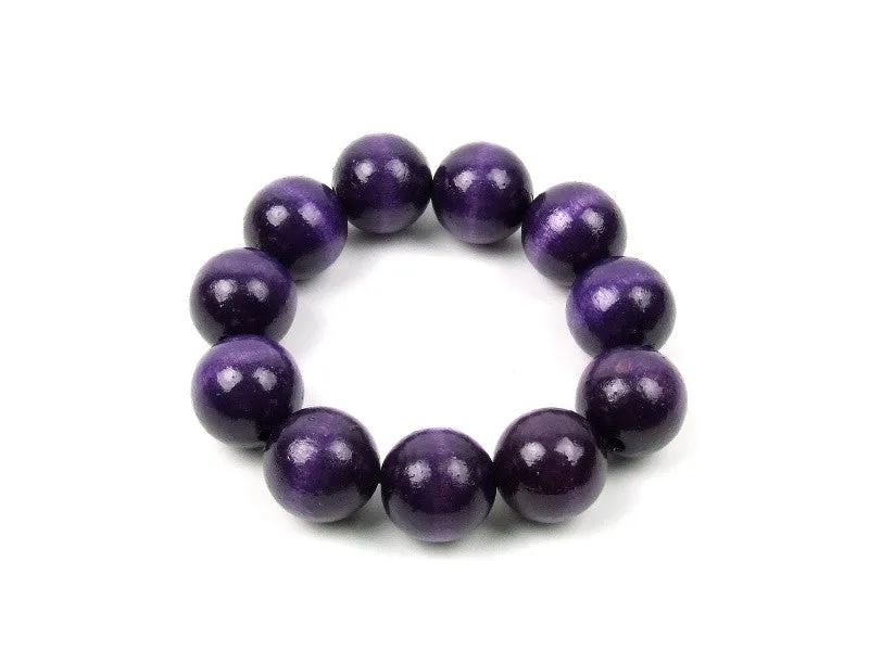 Handmade Wooden Bead Necklace and Bracelet Set (Korale Goralskie)- Plum Purple