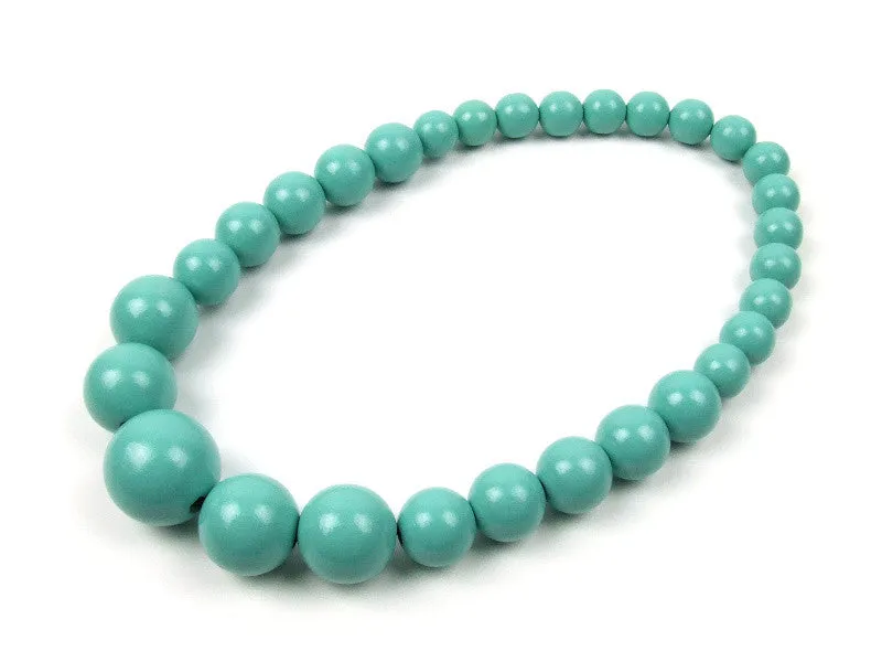 Handmade Wooden Bead Necklace and Bracelet Set (Korale Goralskie)- Turquoise