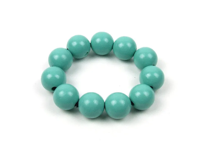Handmade Wooden Bead Necklace and Bracelet Set (Korale Goralskie)- Turquoise