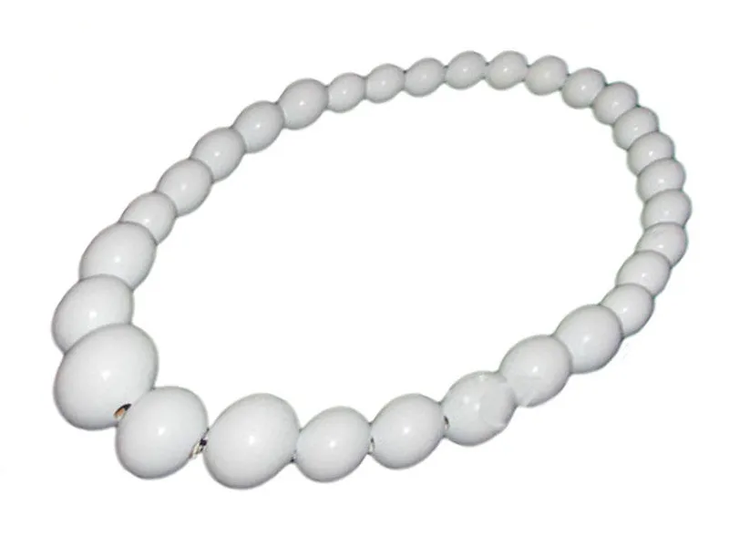 Handmade Wooden Bead Necklace and Bracelet Set (Korale Goralskie)- White