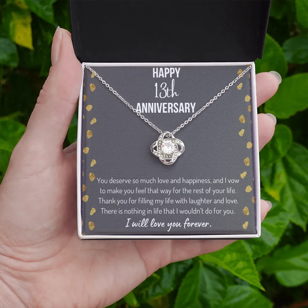 Happy 13th Anniversary Love Knot Necklace