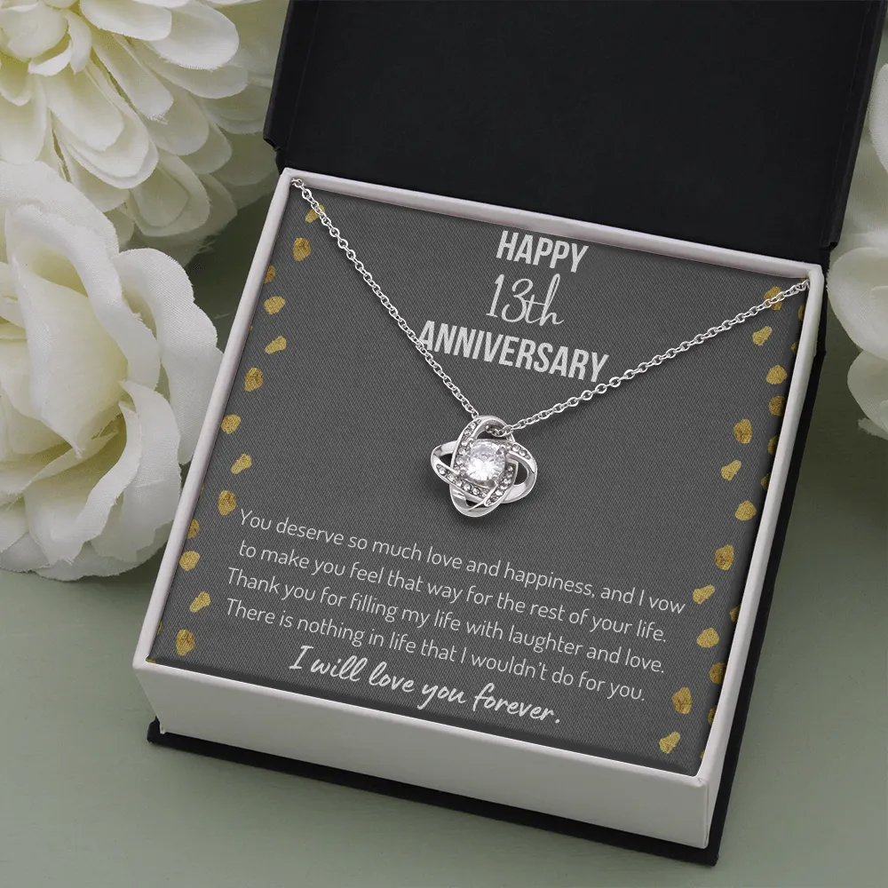 Happy 13th Anniversary Love Knot Necklace