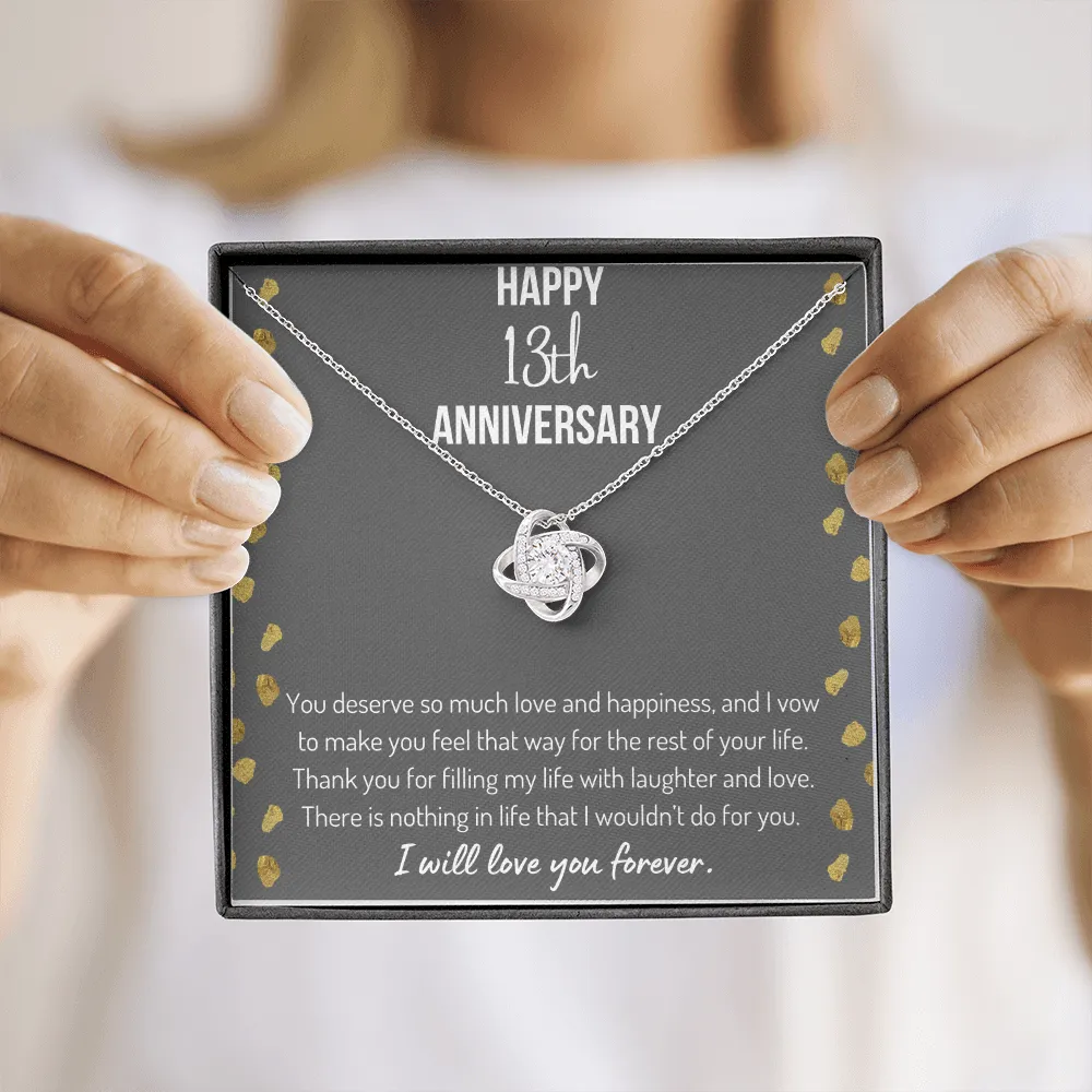 Happy 13th Anniversary Love Knot Necklace