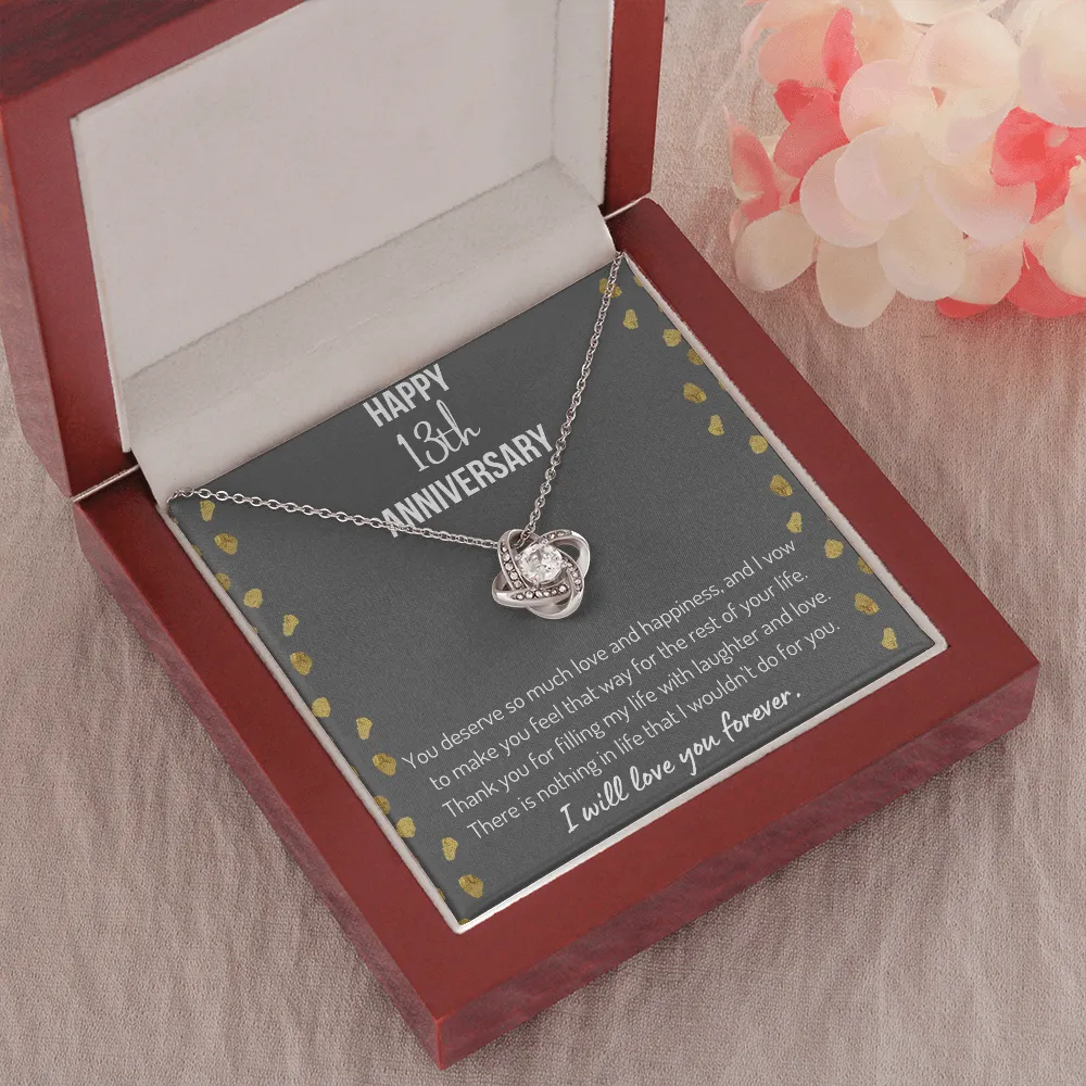 Happy 13th Anniversary Love Knot Necklace
