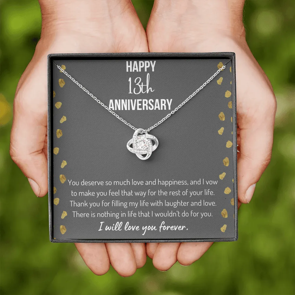 Happy 13th Anniversary Love Knot Necklace