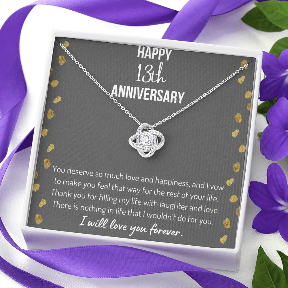 Happy 13th Anniversary Love Knot Necklace