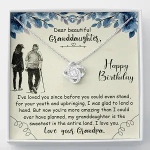 Happy Birthday-Love Knot Necklace for Granddaughter From Grandpa