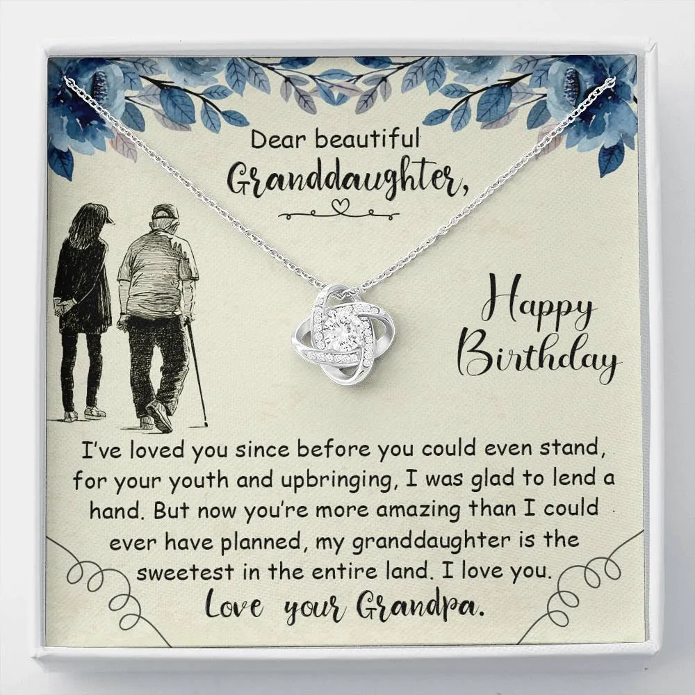 Happy Birthday-Love Knot Necklace for Granddaughter From Grandpa