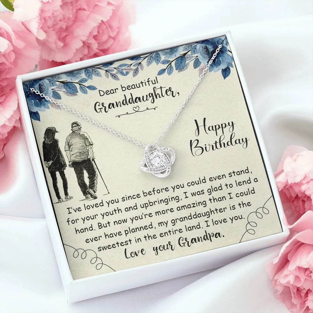 Happy Birthday-Love Knot Necklace for Granddaughter From Grandpa