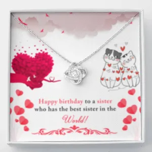 Happy Birthday-Love Knot Necklace for Sister