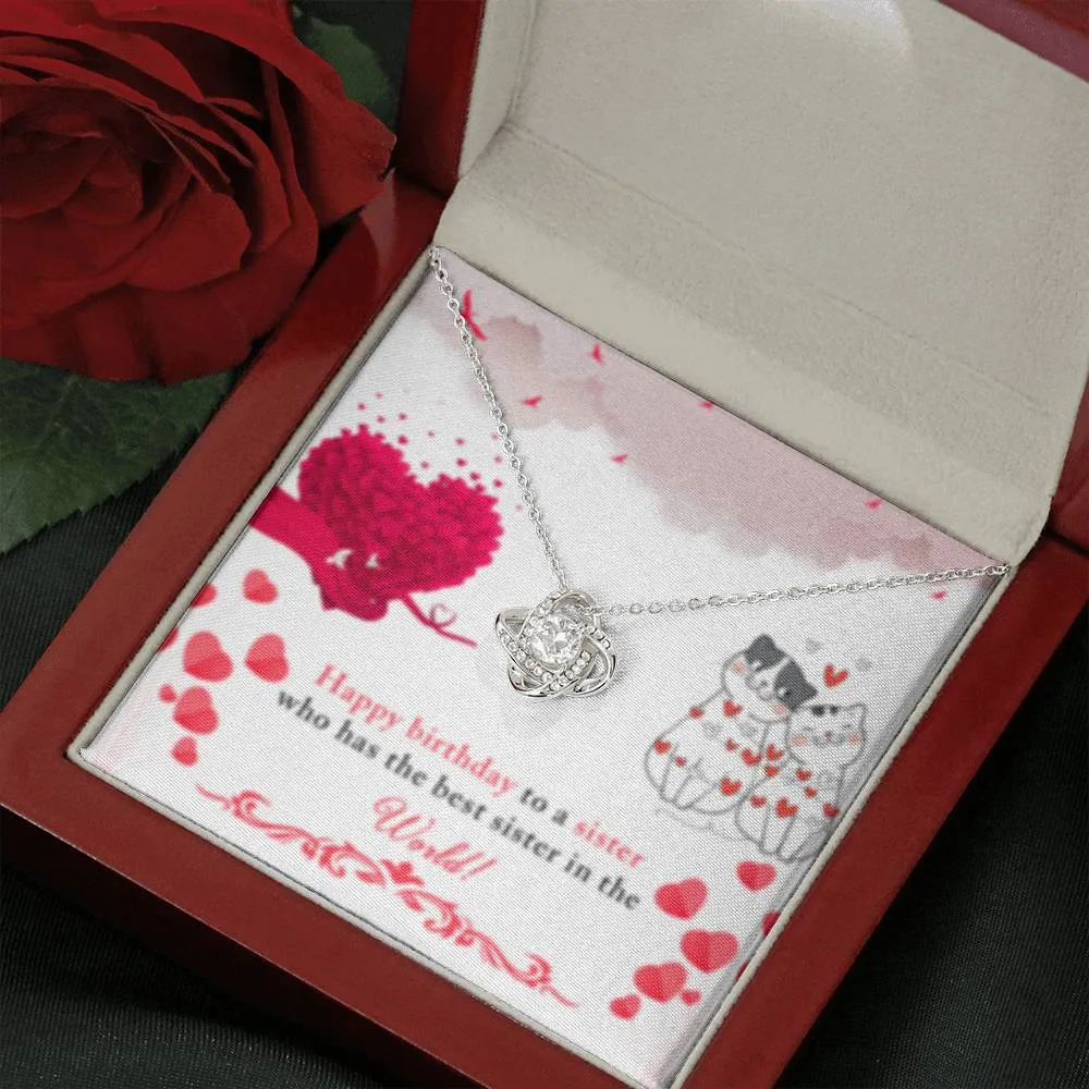 Happy Birthday-Love Knot Necklace for Sister