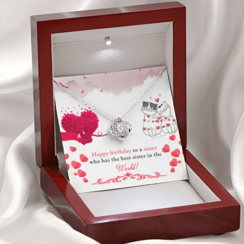 Happy Birthday-Love Knot Necklace for Sister