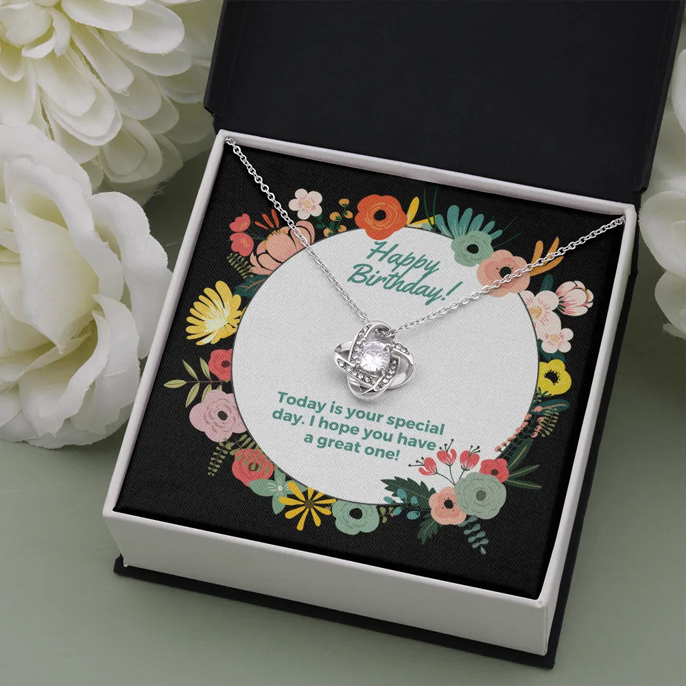 Happy Birthday Special Day Love Knot Necklace