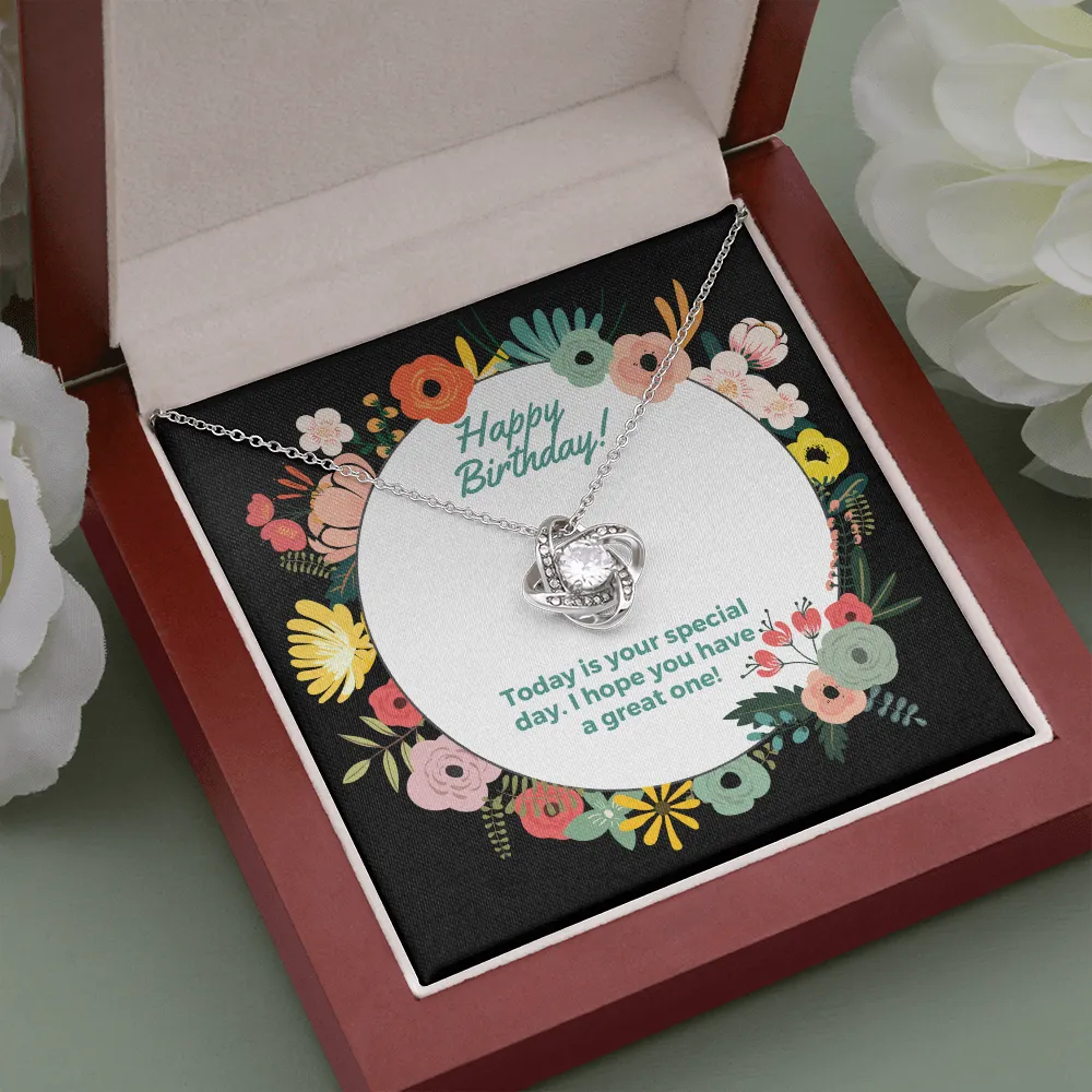 Happy Birthday Special Day Love Knot Necklace