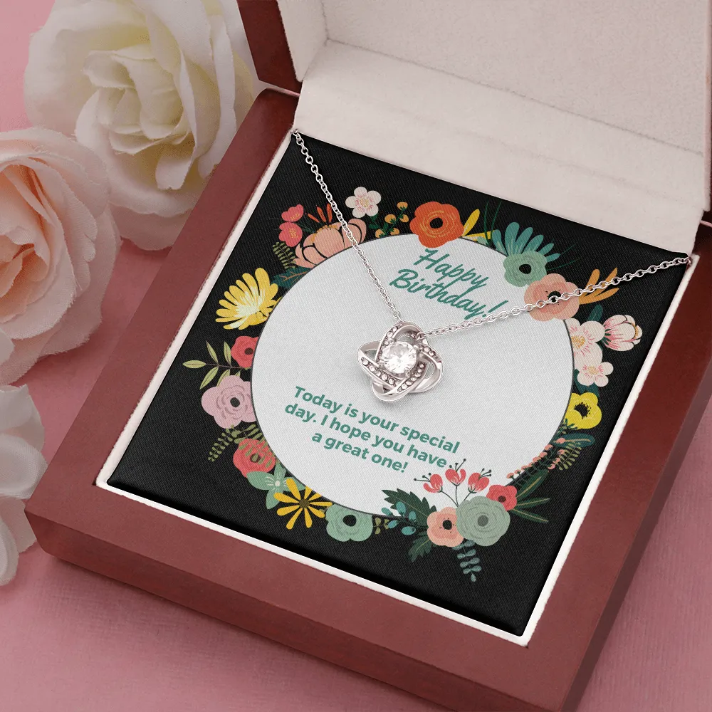 Happy Birthday Special Day Love Knot Necklace