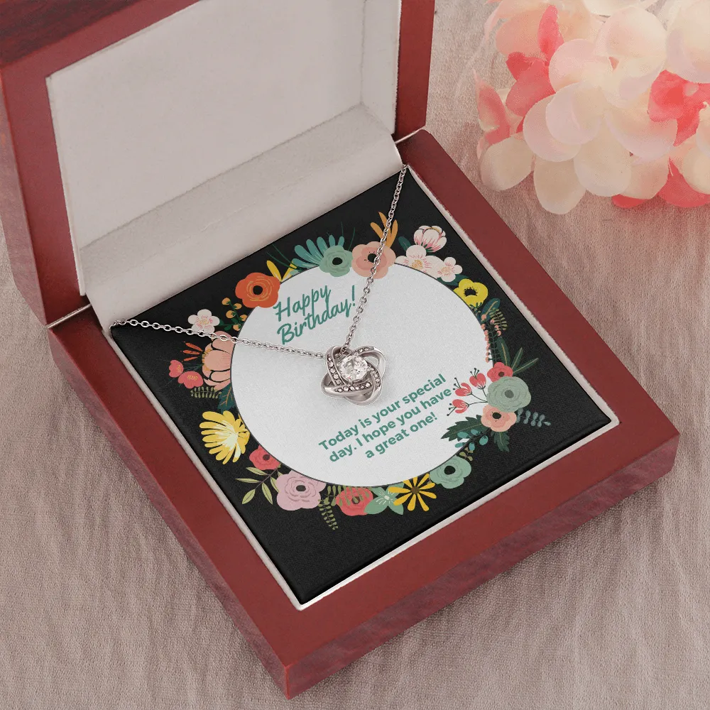 Happy Birthday Special Day Love Knot Necklace