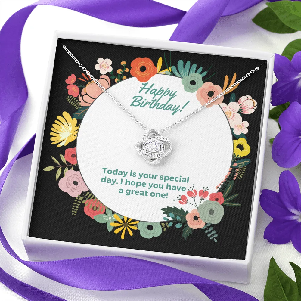Happy Birthday Special Day Love Knot Necklace