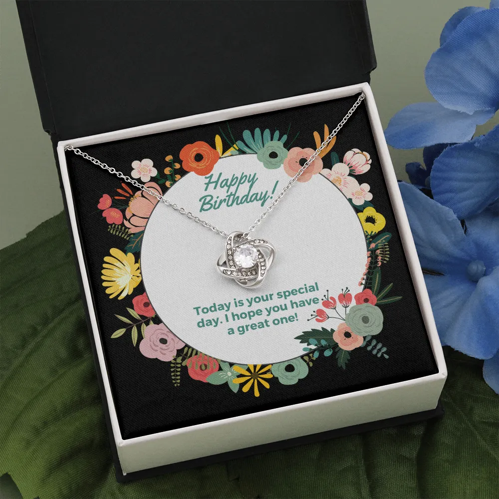 Happy Birthday Special Day Love Knot Necklace