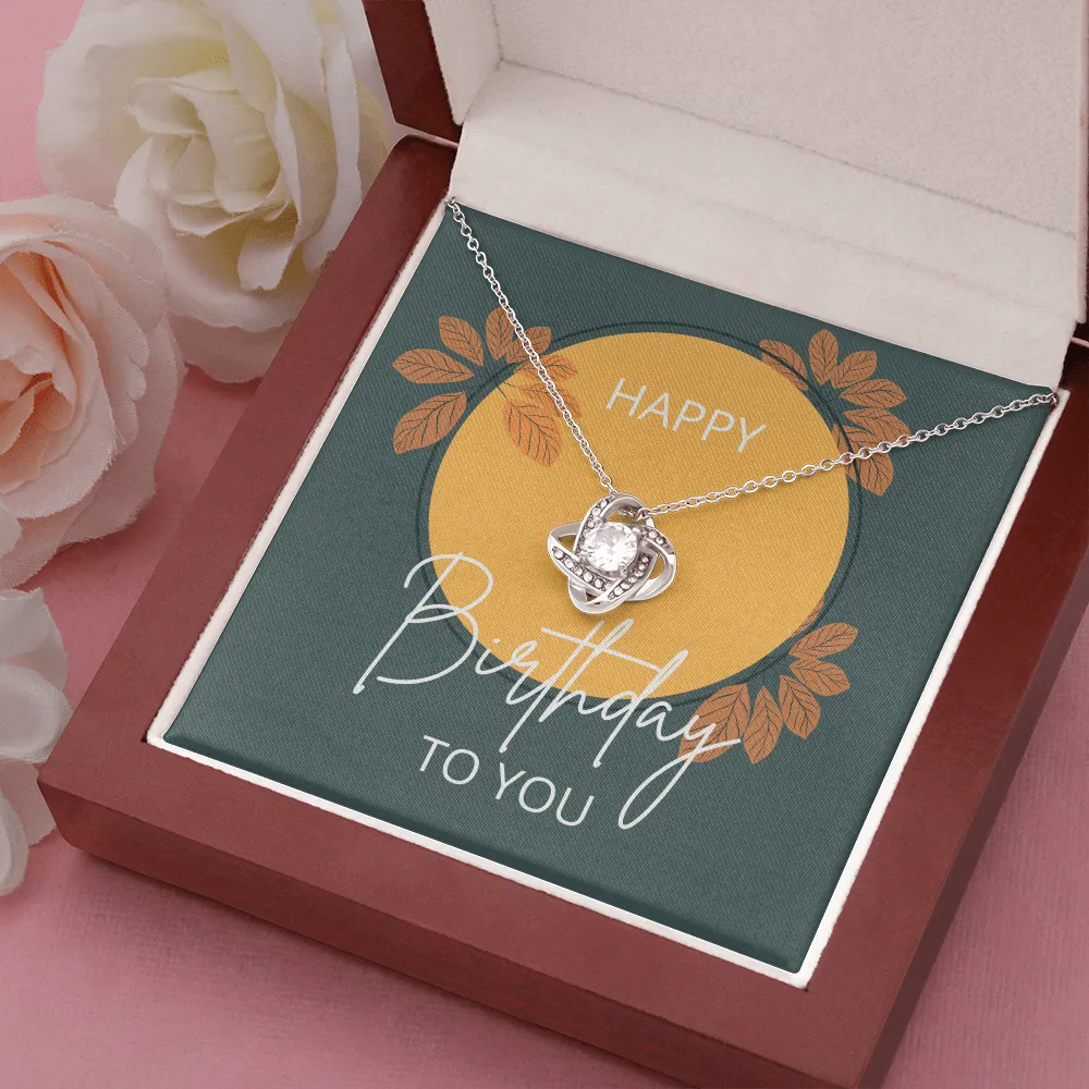 Happy Birthday to You Green Love Knot Pendant Necklace