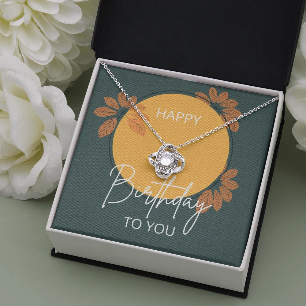 Happy Birthday to You Green Love Knot Pendant Necklace