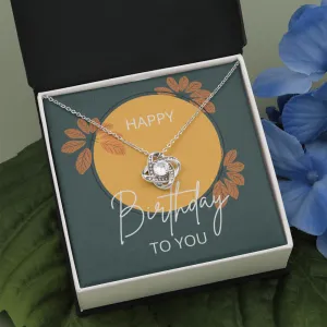 Happy Birthday to You Green Love Knot Pendant Necklace