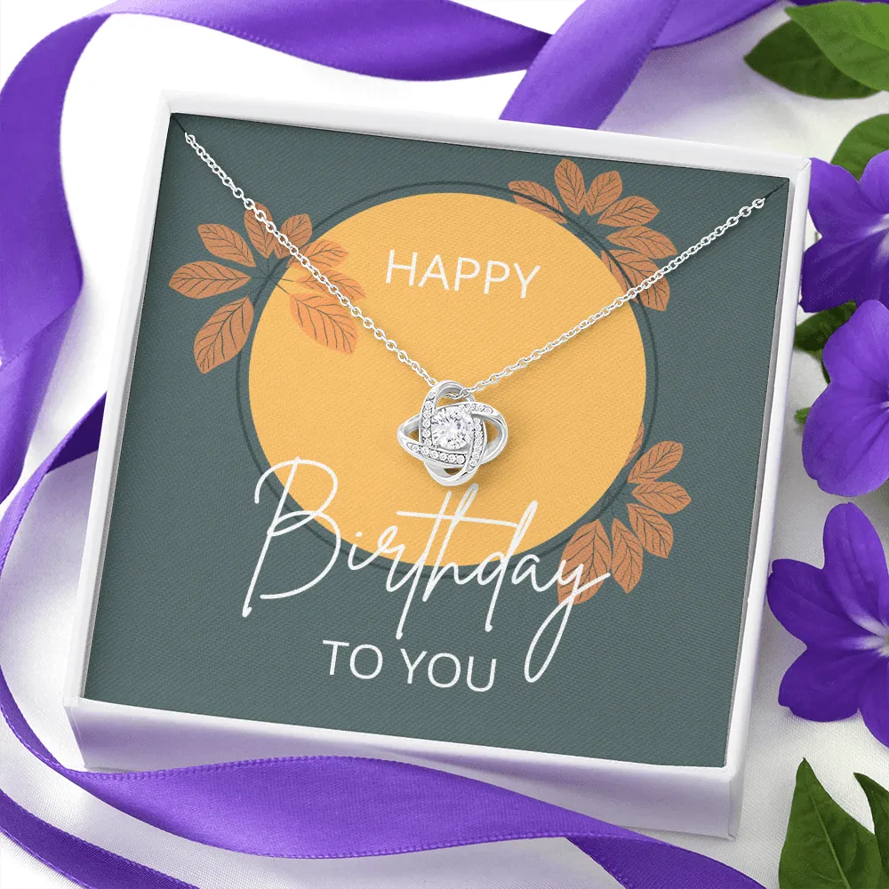 Happy Birthday to You Green Love Knot Pendant Necklace