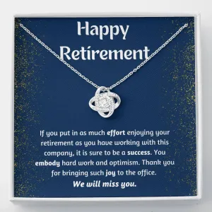 Happy Retirement Love Knot Necklace