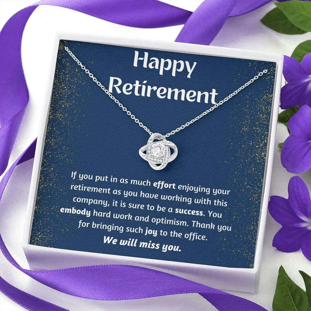 Happy Retirement Love Knot Necklace