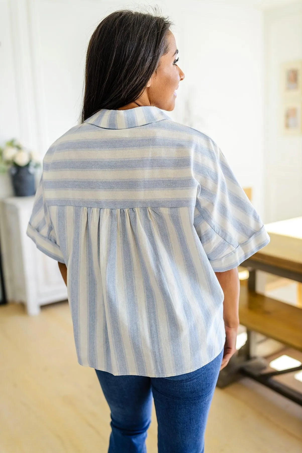 Hazel Blues® |  Tailored to Relax Striped Button Down