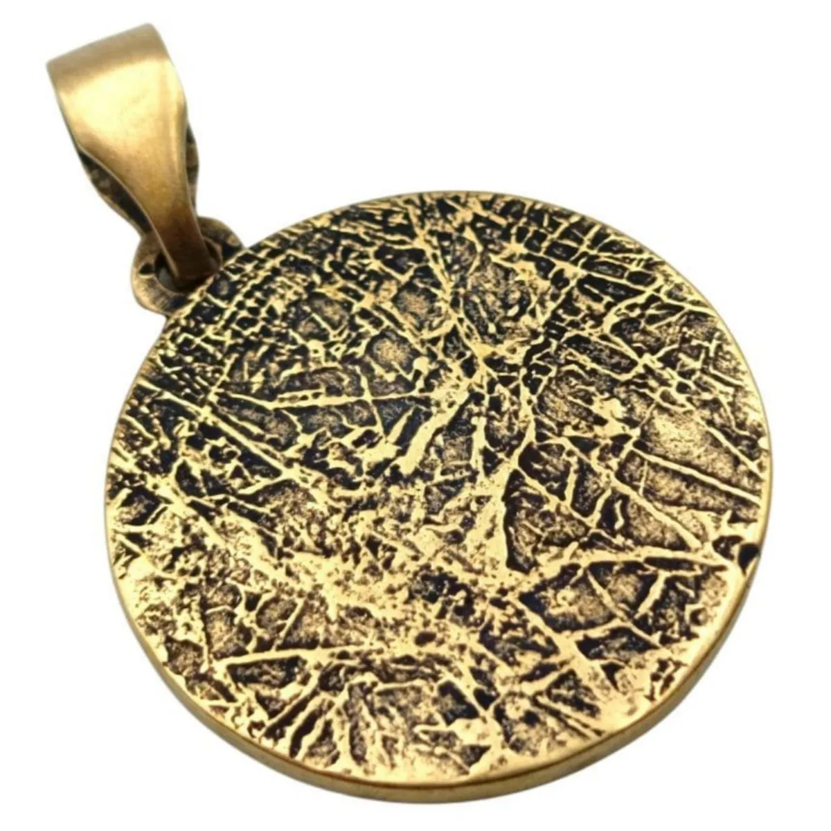 Helm of awe in circle of Elder Futhark runes bronze pendant