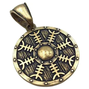 Helm of Awe on Viking shield bronze pendant