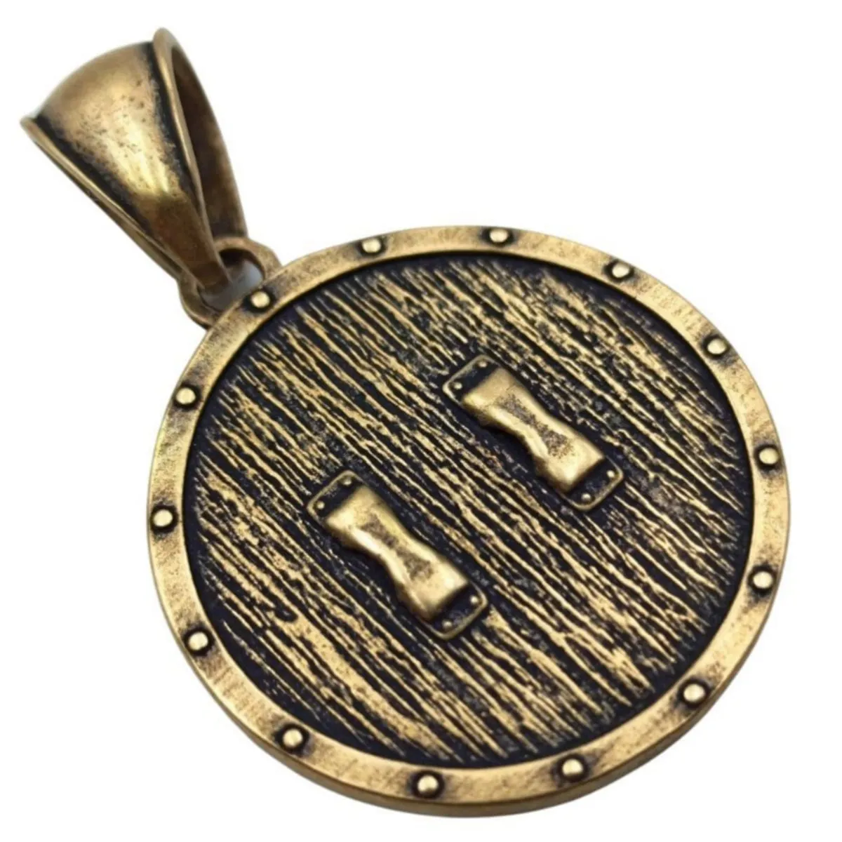 Helm of Awe on Viking shield bronze pendant