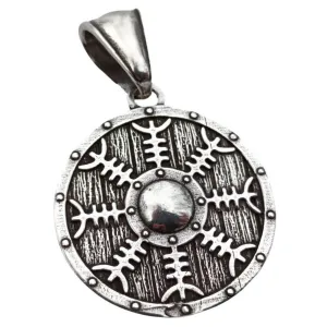 Helm of Awe on viking shield silver pendant