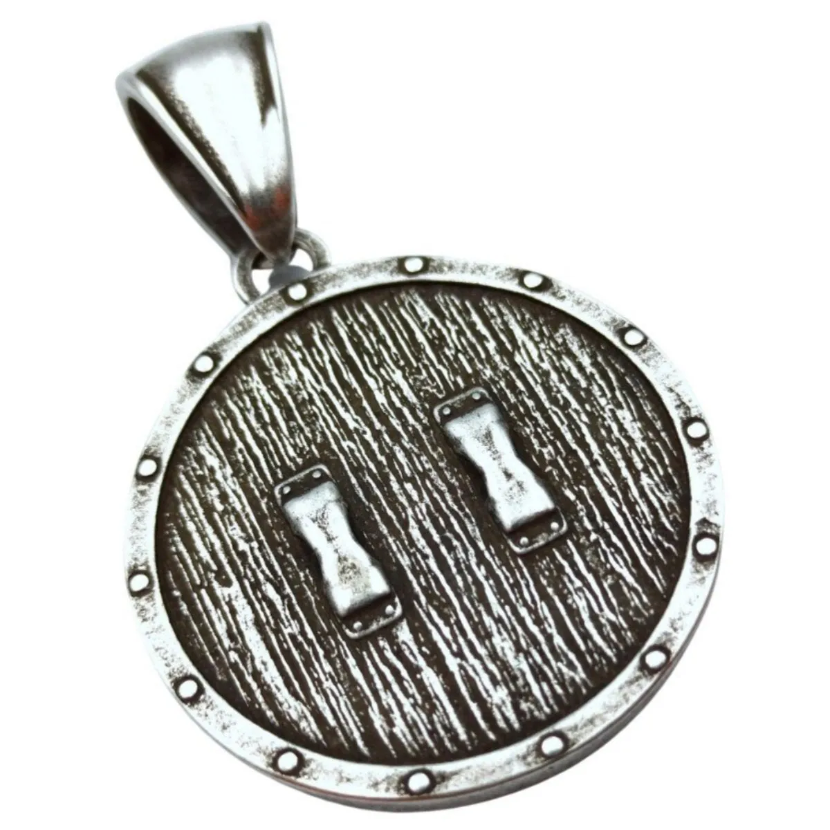 Helm of Awe on Viking shield silver plated pendant