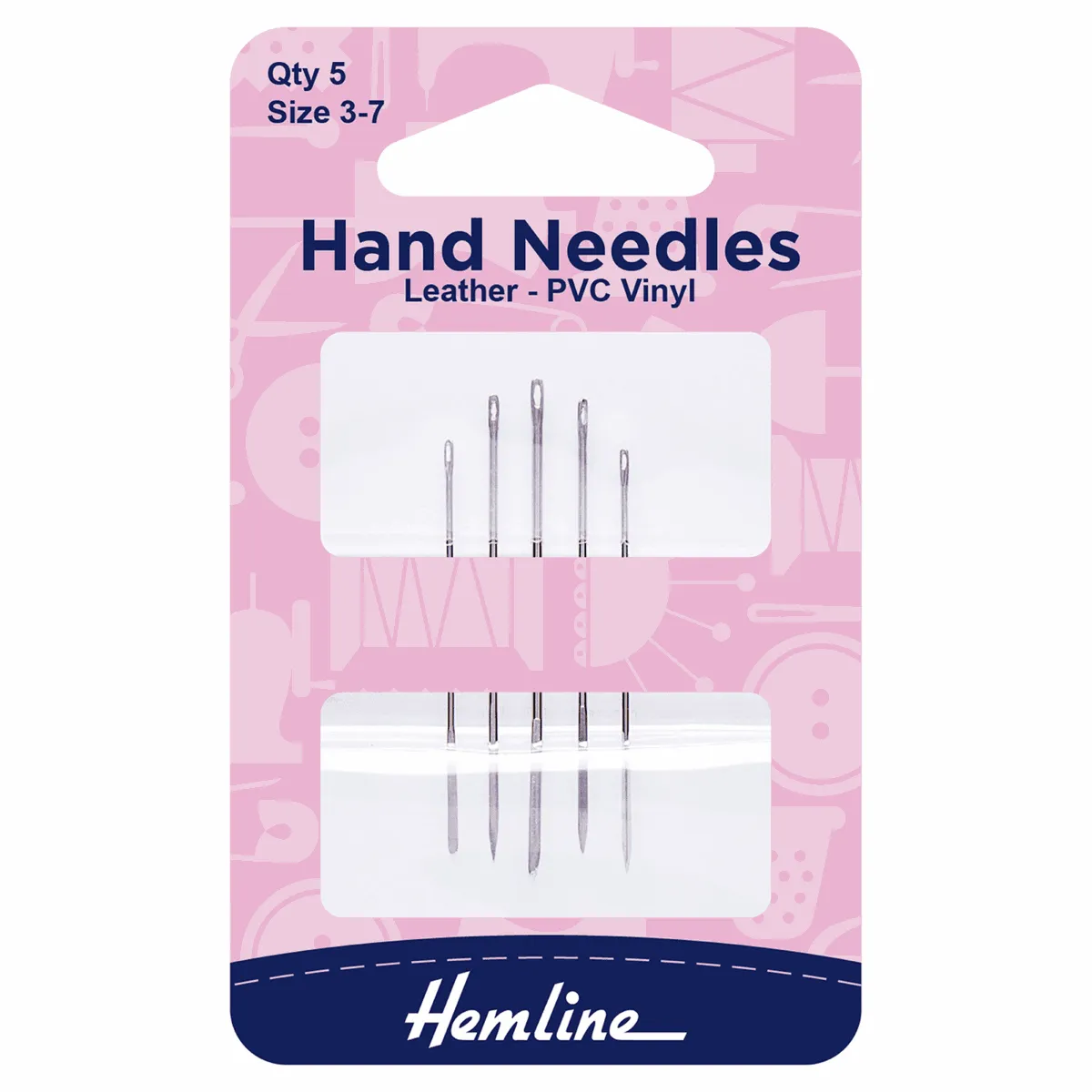 Hemline Hand Sewing Needles: Leather/PVC/Vinyl: Size 3-7