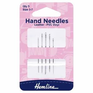 Hemline Hand Sewing Needles: Leather/PVC/Vinyl: Size 3-7
