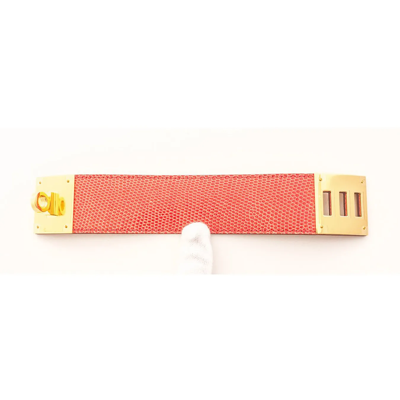 Hermes Bougainvillier Lizard Kelly Dog Gold