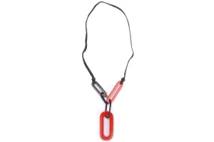HERMES BUFFALO HORN NECKLACE ORANGE ENAMEL, NO DUST COVER & BOX