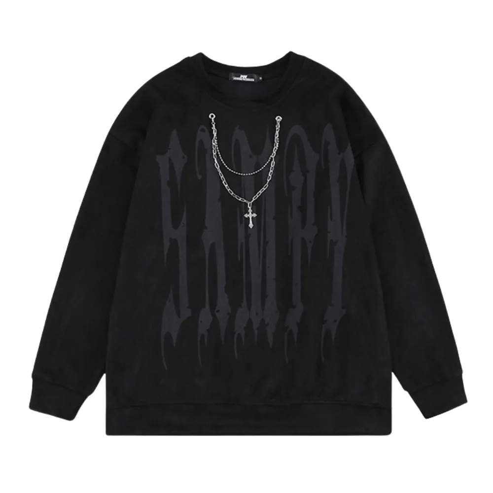 Hip Hop Suede Alphabet Sweatshirt