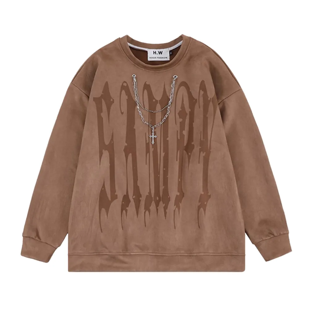 Hip Hop Suede Alphabet Sweatshirt