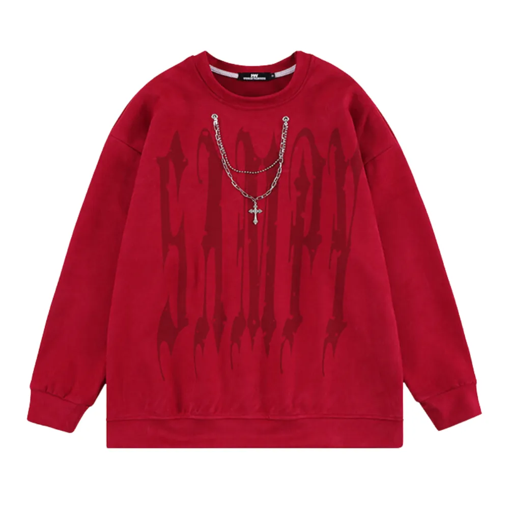 Hip Hop Suede Alphabet Sweatshirt