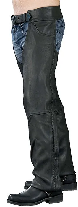 HL12125 Flex Jean Pocket Leather Motorcycle Riding Chap thin Braid