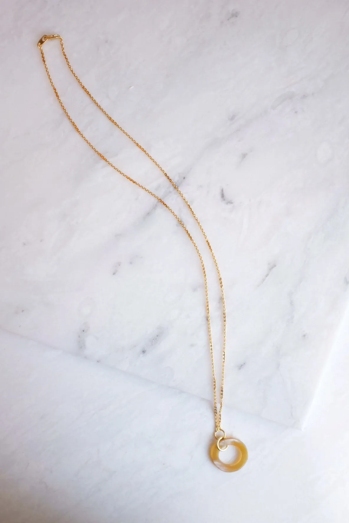 Hoi An 16K Gold Plated Necklace with Circle-shaped Genuine Horn Pendant
